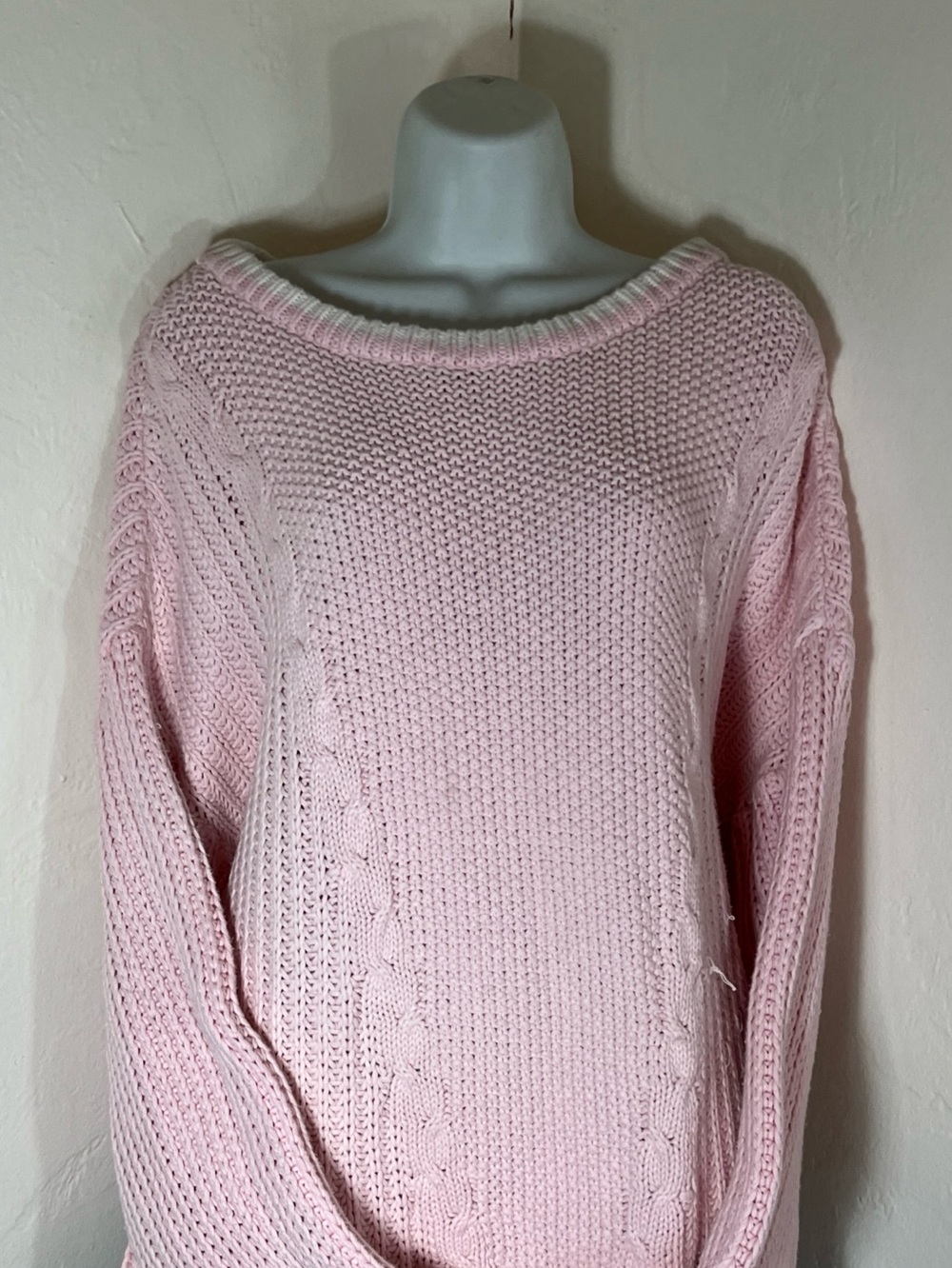 Vintage Ton Sur Ton Sweater Womens Cable Knit One Size Pink Slouchy